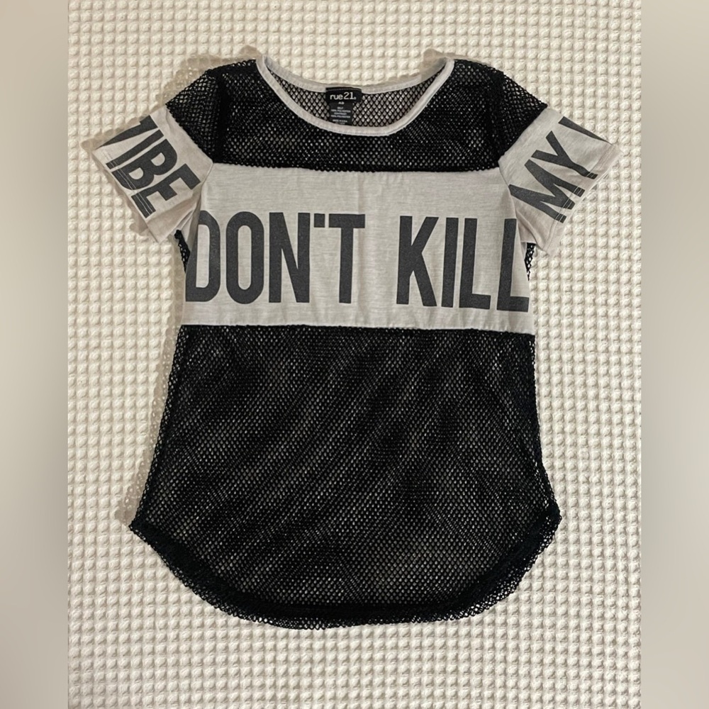 Retro Y2K Rue 21 black mesh shirt size xs women’s